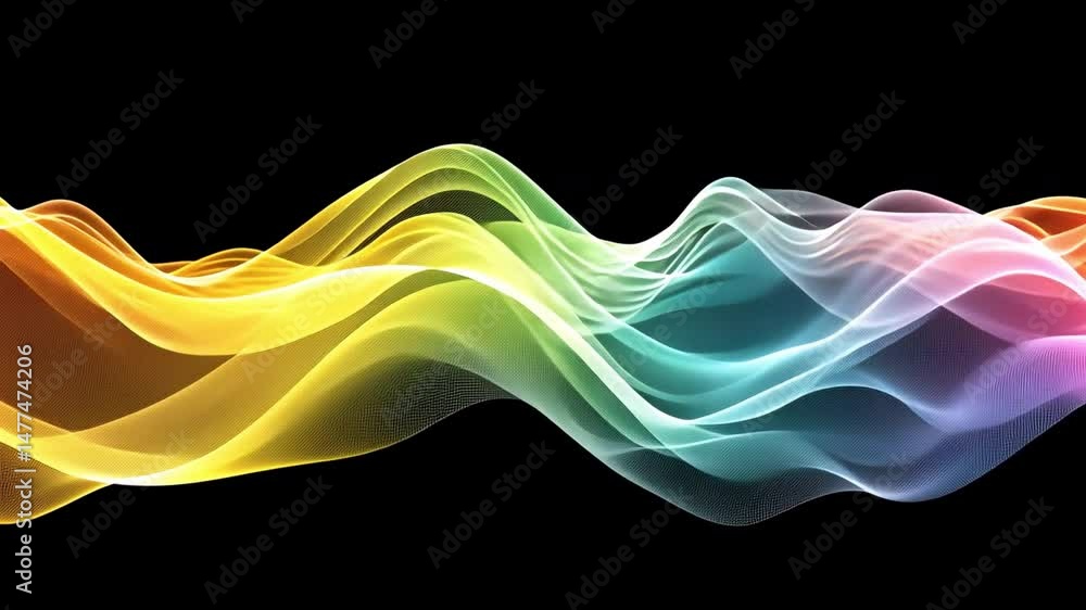 Poster colorful abstract wave design smooth flowing lines of energy and movement in digital art, showcasing