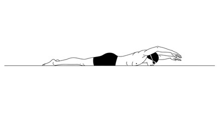 Fototapeta premium Minimalist line art of a leg with a black sock resting