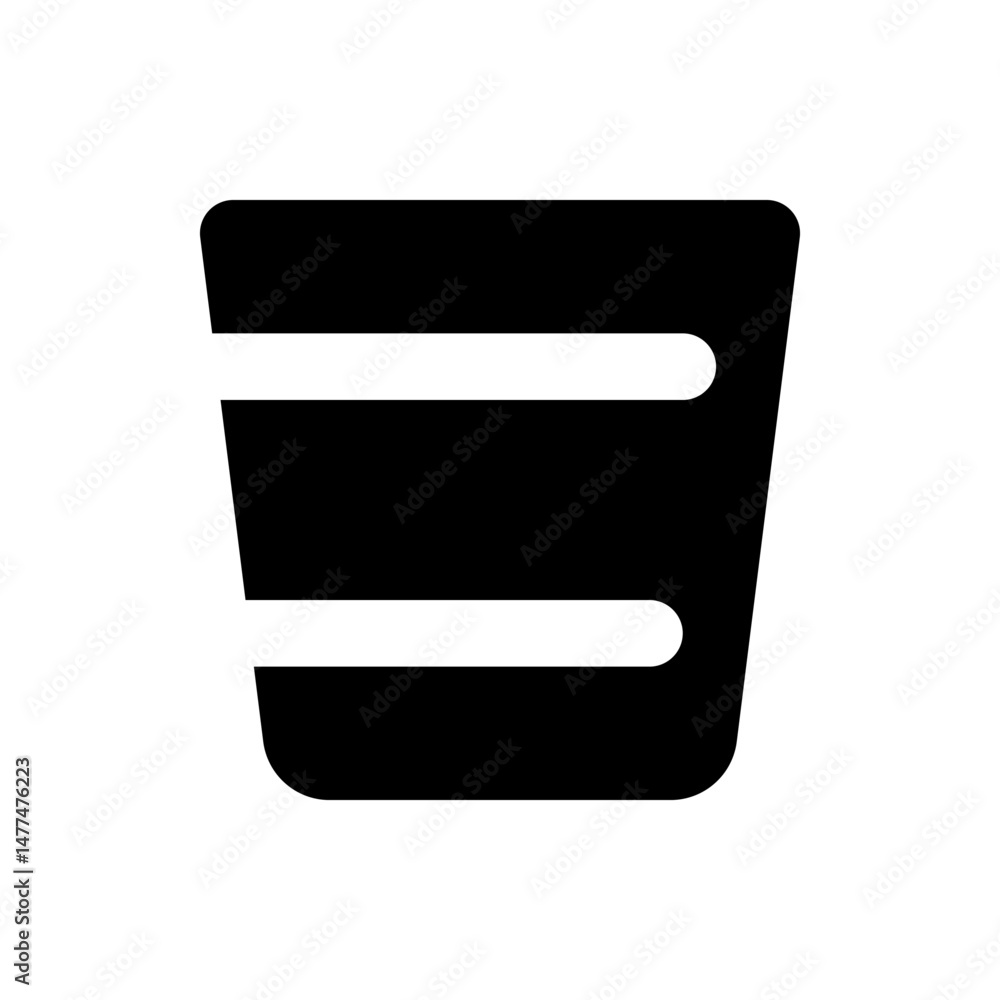 Poster illustration of a black container with two horizontal cutouts on a white background vector design