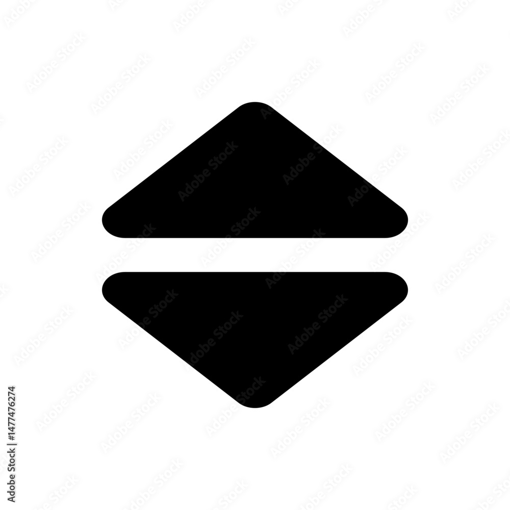 Aufkleber two triangles one pointing up and one pointing down separated by a horizontal line in black color sc