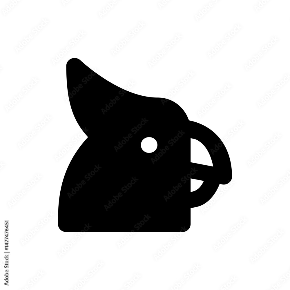 Poster silhouette of a bird head with a crest and a visible eye presented in a simple and minimalist style