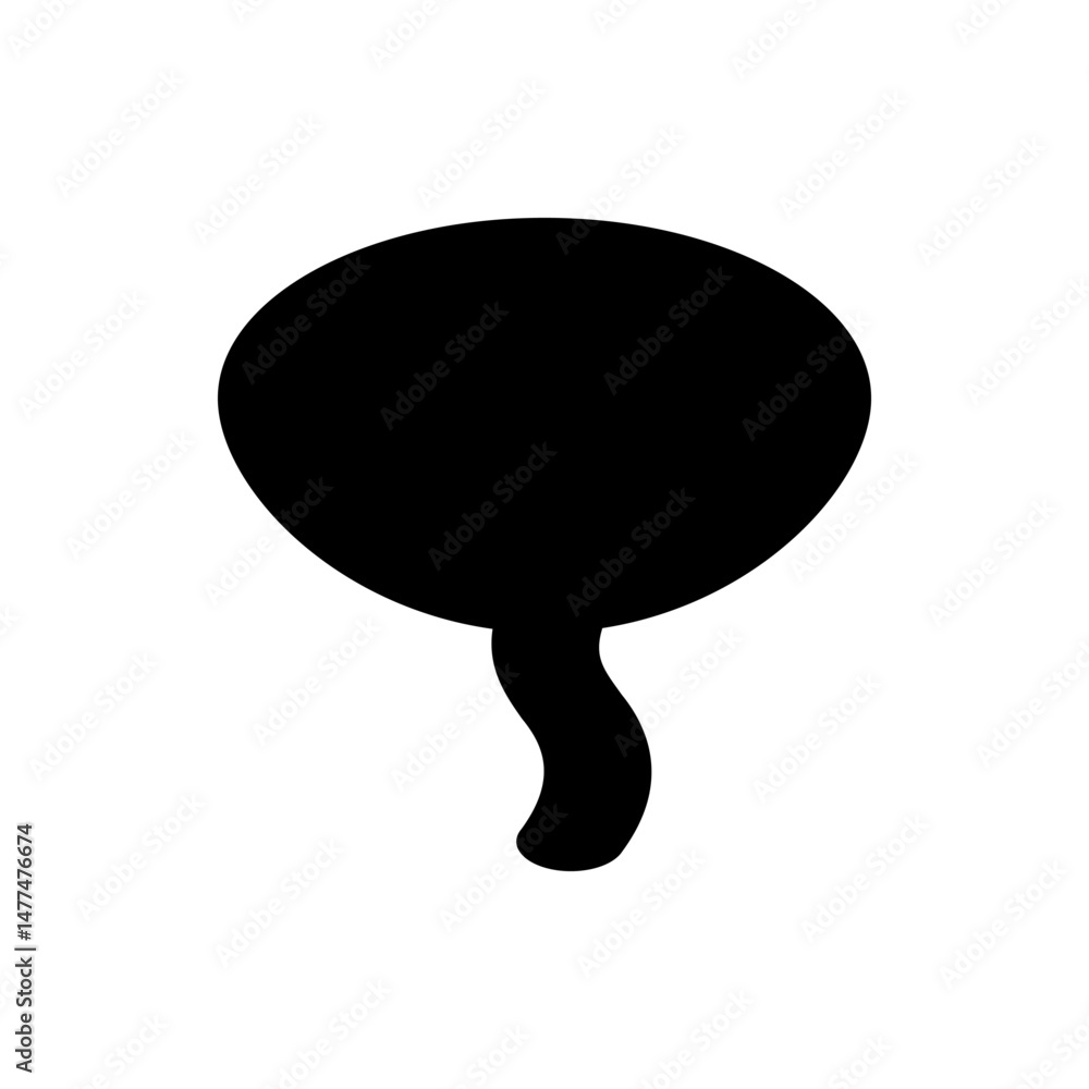 Poster a simple black balloon with a curved string floats upwards on a white background in a minimalist sty