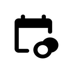 Black calendar icon with two overlapping circles representing events or appointments scheduled on the date
