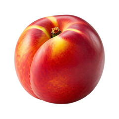 Red Nectarine Fruit Shows Juicy Texture with Transparent Background, Isolated Macro View of a Single Summer Fruit, Perfectly Ripe and Ready to Eat.