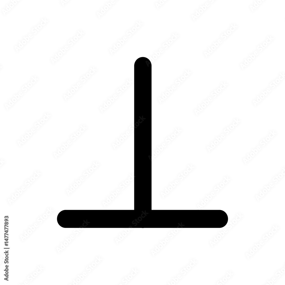 Poster illustration of a simple black t shape with rounded ends on a white background in a minimalist style