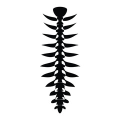Isolated black silhouette displays a detailed spinal column against a plain background in this medical illustration