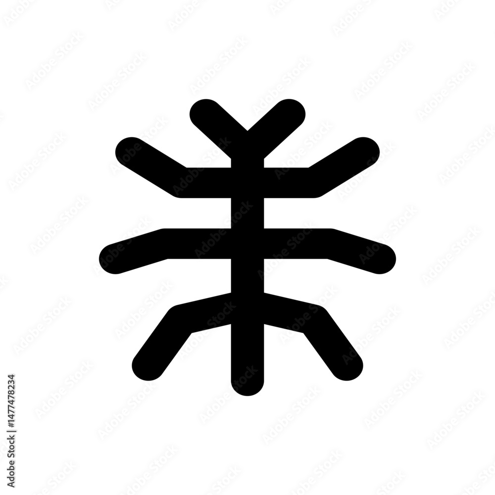 Aufkleber abstract black symbol with horizontal and angled lines radiating from a central vertical stem design