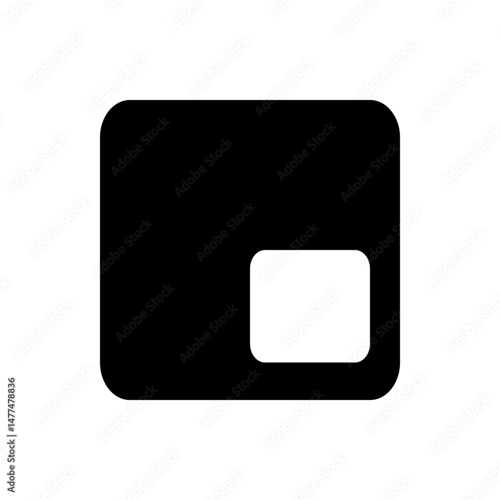 Poster black rectangle with rounded corners and a smaller white rounded rectangle inside on a white backgro
