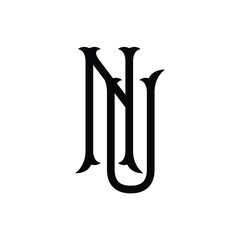 NU monogram logo design letter text name symbol monochrome logotype alphabet character simple logo