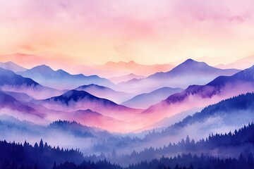 Fototapeta premium Misty mountain range at sunrise