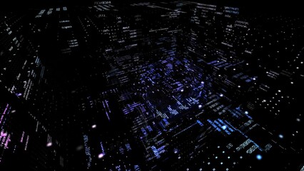 Digital information network forming a three-dimensional space with data and code