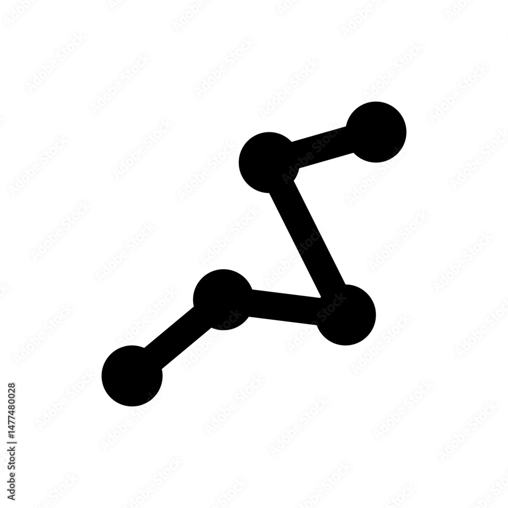 Poster black connected dots and lines forming a network or diagram on a white background in a simple style