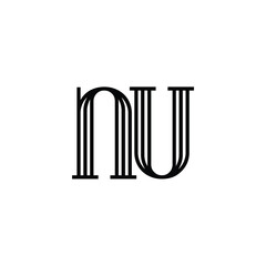 NU monogram logo design letter text name symbol monochrome logotype alphabet character simple logo