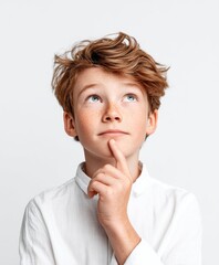 Fototapeta premium Thoughtful Young Boy Pondering