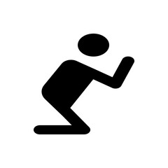 Silhouette of a person kneeling with one arm raised in a gesture of supplication or offering pose icon