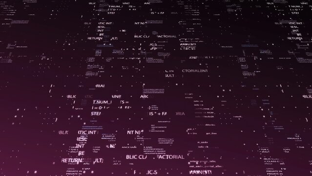 Programming code forming a digital rain in cyberspace