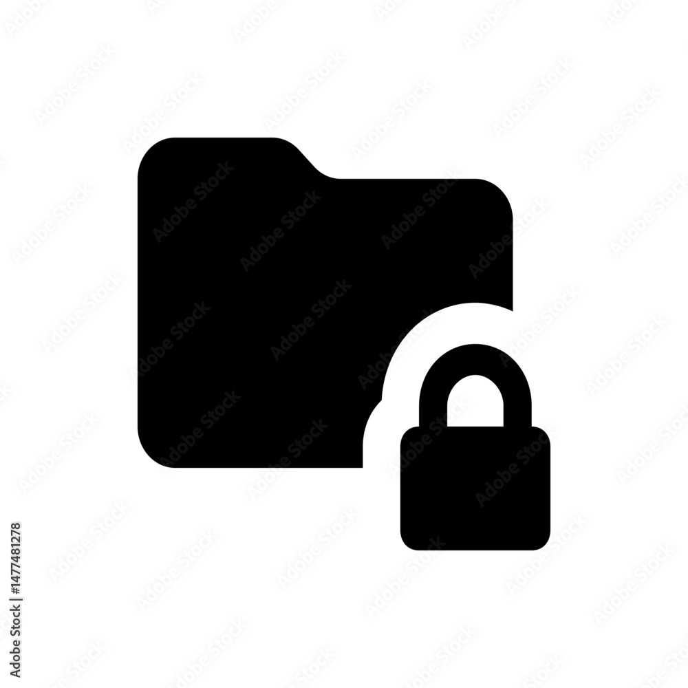 Poster black folder icon with rounded edges and a padlock icon indicating security and privacy measures app