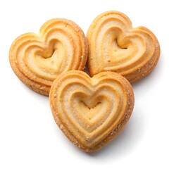 Tasty heart shaped danish butter cookies isolated on white background
