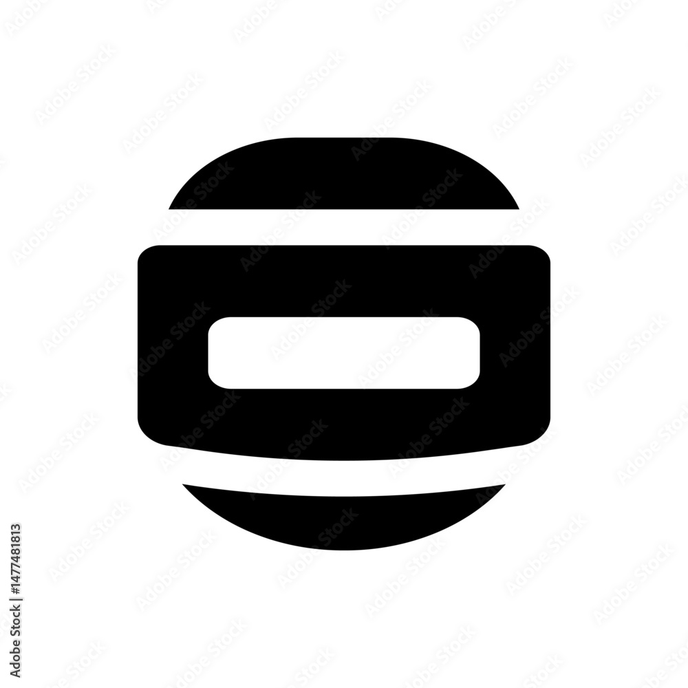 Poster illustration of a black and white abstract design resembling a stylized jar or container shape eleme
