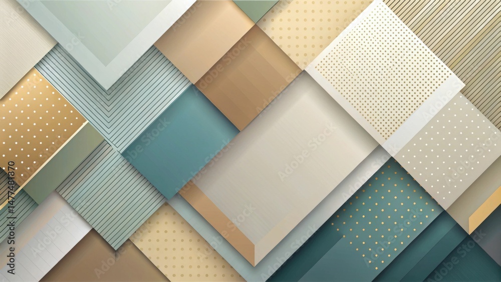 Poster abstract geometric pattern design featuring elegant neutral tones and subtle gold accents