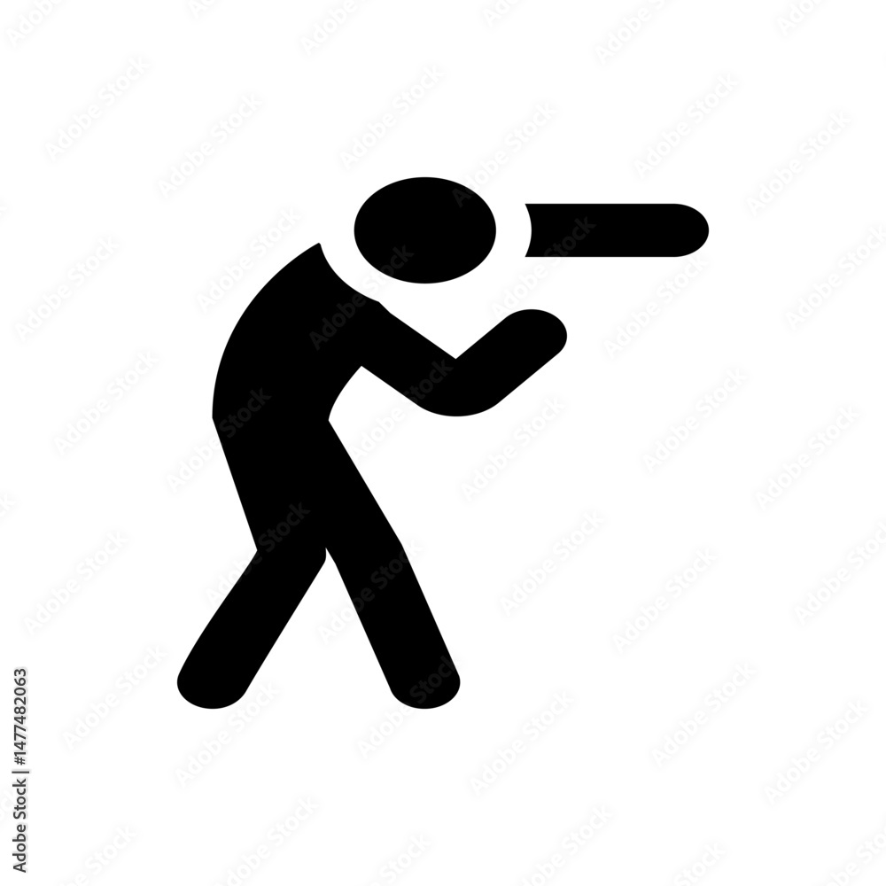 Aufkleber silhouette of a person with a rounded head and rectangular extension, standing with bent posture and