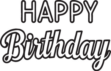 Line art Happy Birthday message is ideal for festive illustrations, birthday themes, and decorative poster concepts.