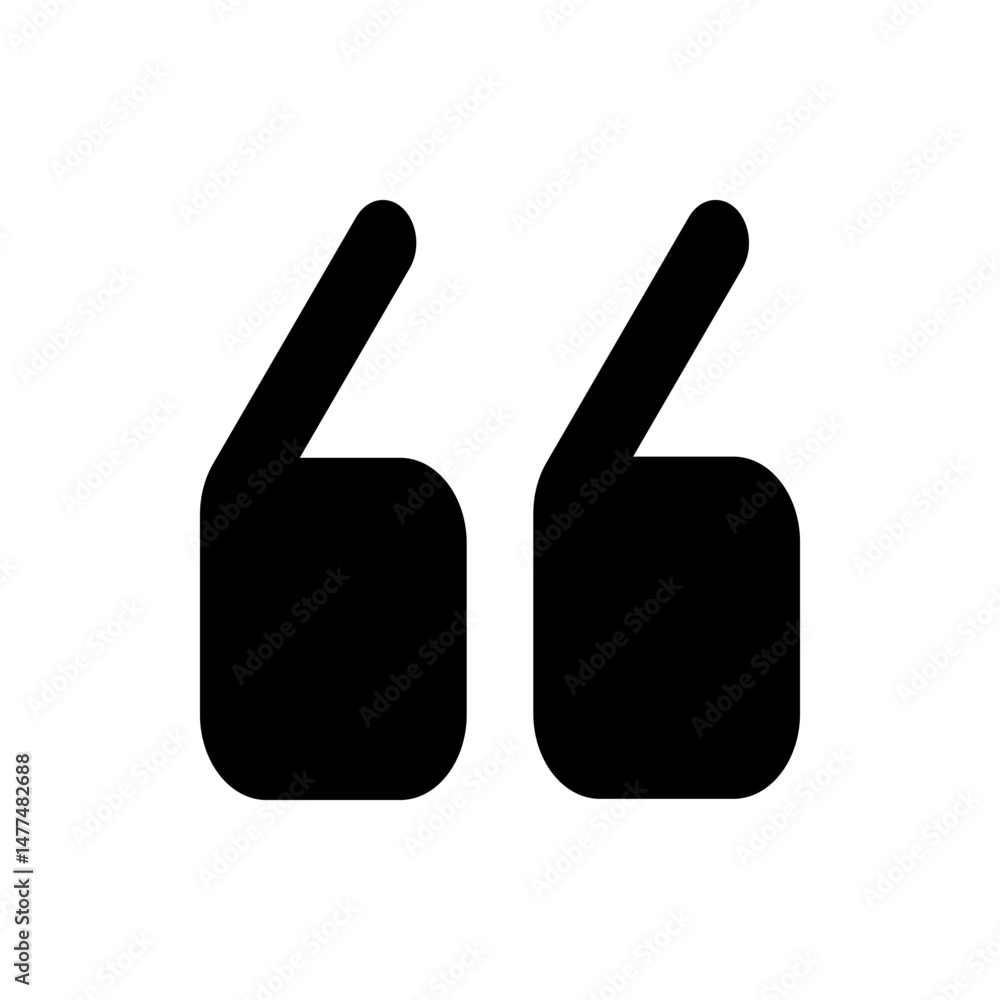Aufkleber illustration of a pair of bold quotation marks in black color on a white background for text emphasi