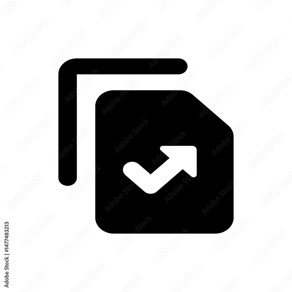Poster black document icon with an arrow pointing upwards to the right indicating a successful upload proce