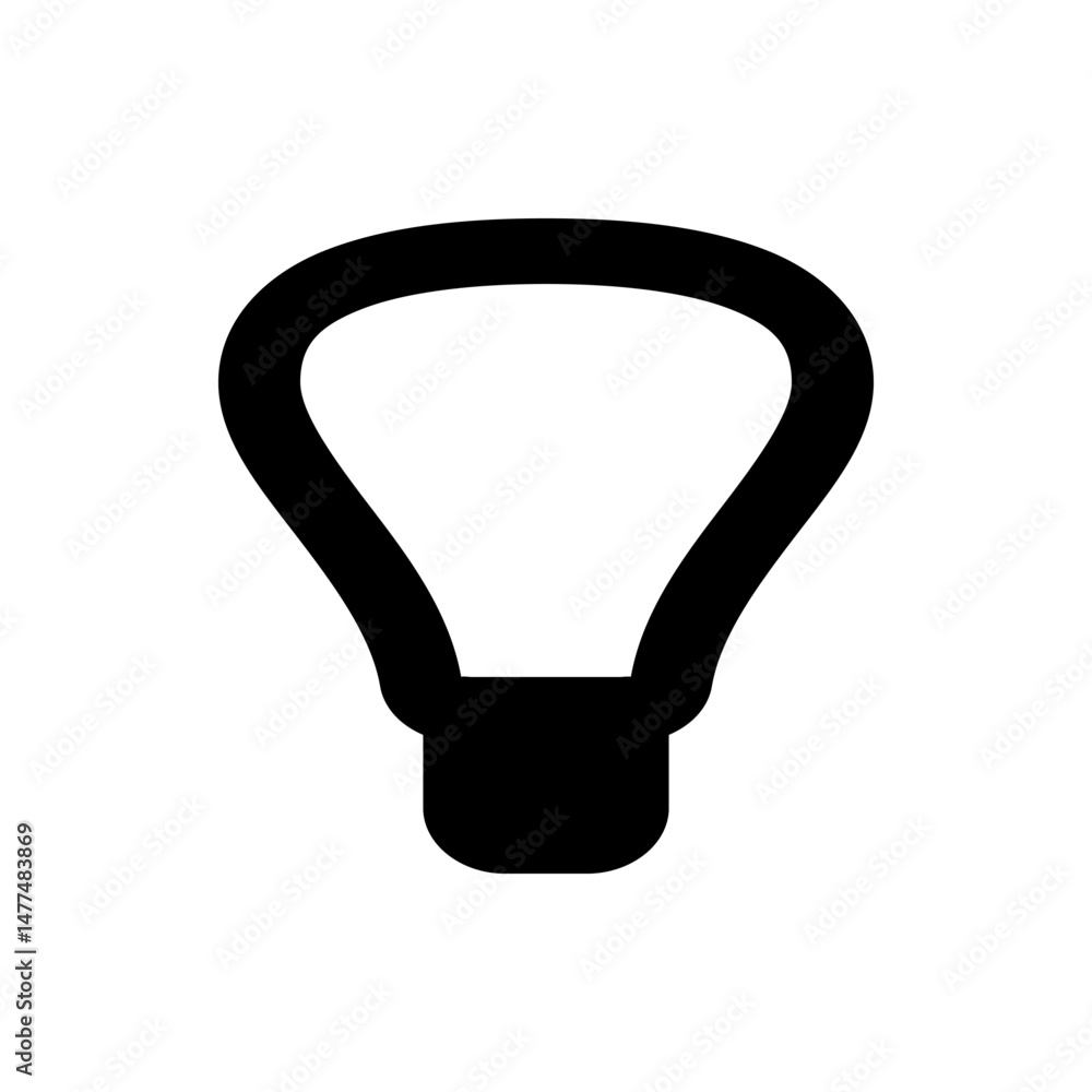 Poster illustration of a black kettlebell with a rounded handle and base on a white background in a simple 