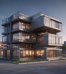 Obraz premium Stack of interconnected modern architectural modules , framework, industry, infrastructure