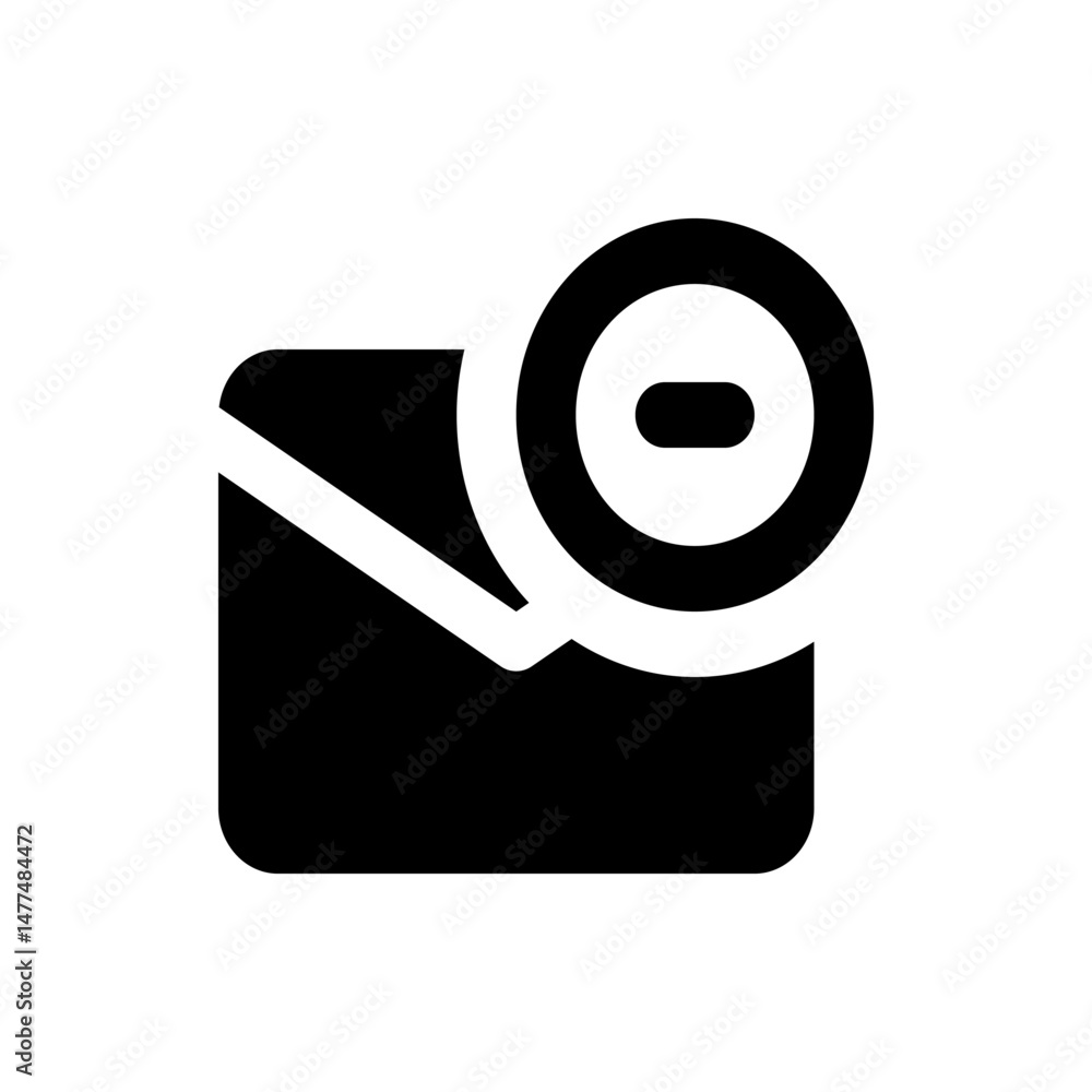 Aufkleber black envelope icon with a white circle and a minus sign indicating delete or remove message option