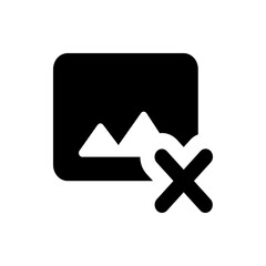 Illustration of a landscape icon with rounded corners and a delete cross in the lower right corner