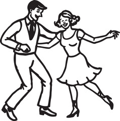 Hand-drawn dancing couple vector illustration perfect for music event posters and romantic celebration themes
