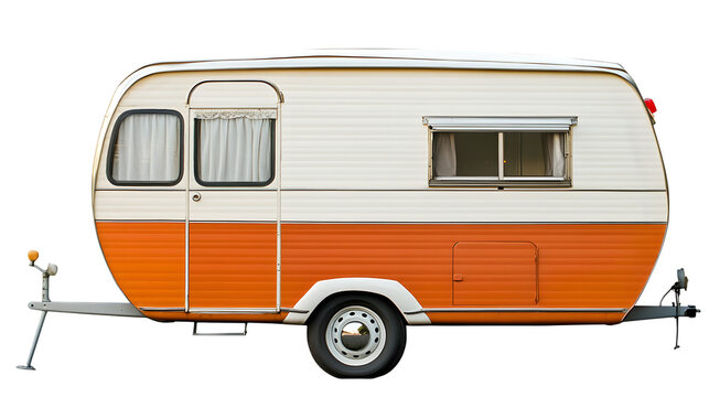 Fototapeta Vintage Retro Caravan Isolated on Transparent Background for Creative Design Projects