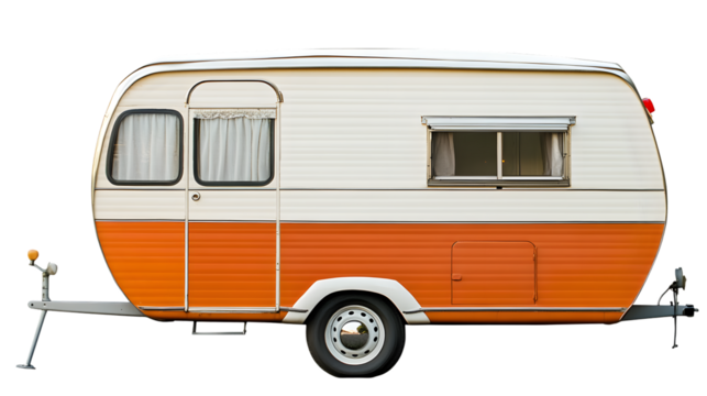Vintage Retro Caravan Isolated on Transparent Background for Creative Design Projects