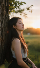 Fototapeta premium young woman in the park