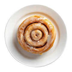 Isolated Cinnamon roll on white plate