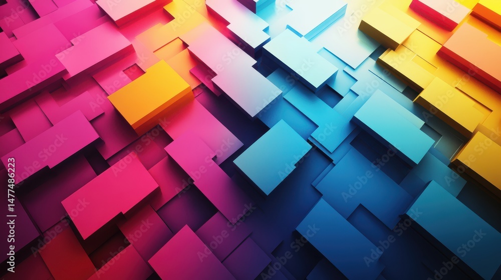 Poster vibrant multicolored rectangular blocks abstract background