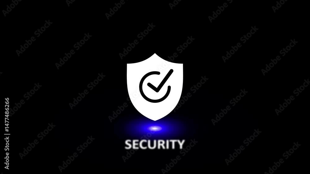 Poster security icon with shield and tick mark icon animation , security shield icon .