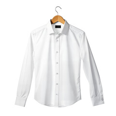 Classic white long sleeve shirt hanging, button down men's formal