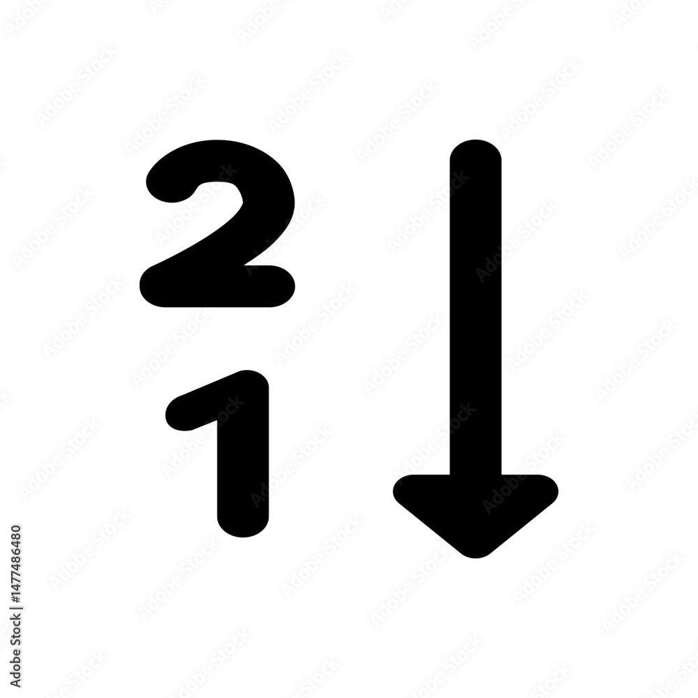 Poster number two above number one with a downward pointing arrow indicating a sequence or ordering process