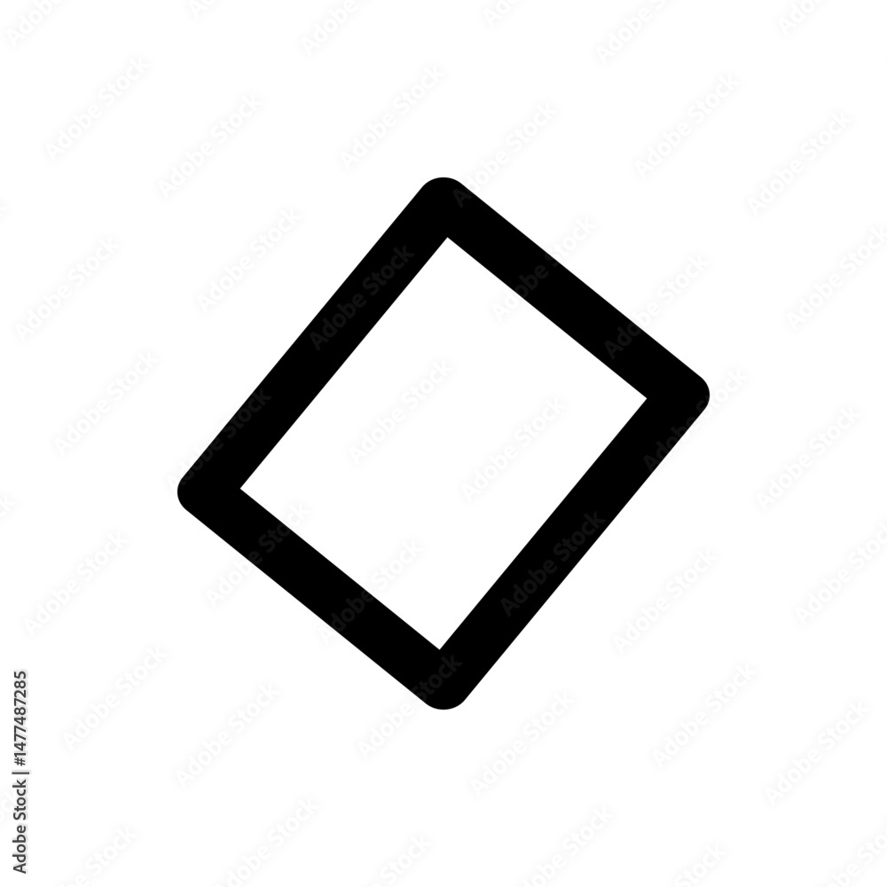 Poster black outlined rhombus shape with rounded corners isolated on a white background in a simple vector 