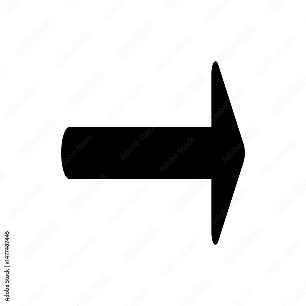 Poster a simple black arrow pointing to the right with a rounded end on a plain white background image view