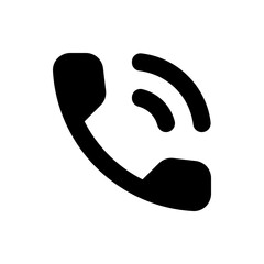 Black telephone receiver icon with three curved lines indicating the ringing or signal transmission