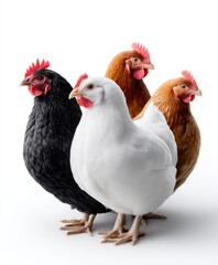 Fototapeta premium Diverse Group of Chickens Showcasing Different Colors and Breeds