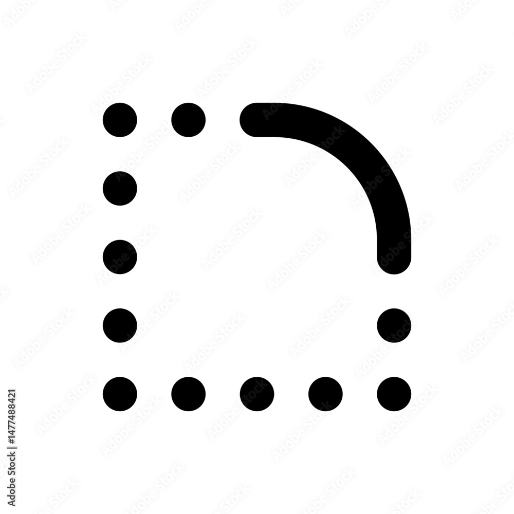 Aufkleber black dots forming a square with a curved line connecting the top and right sides of the shape desig