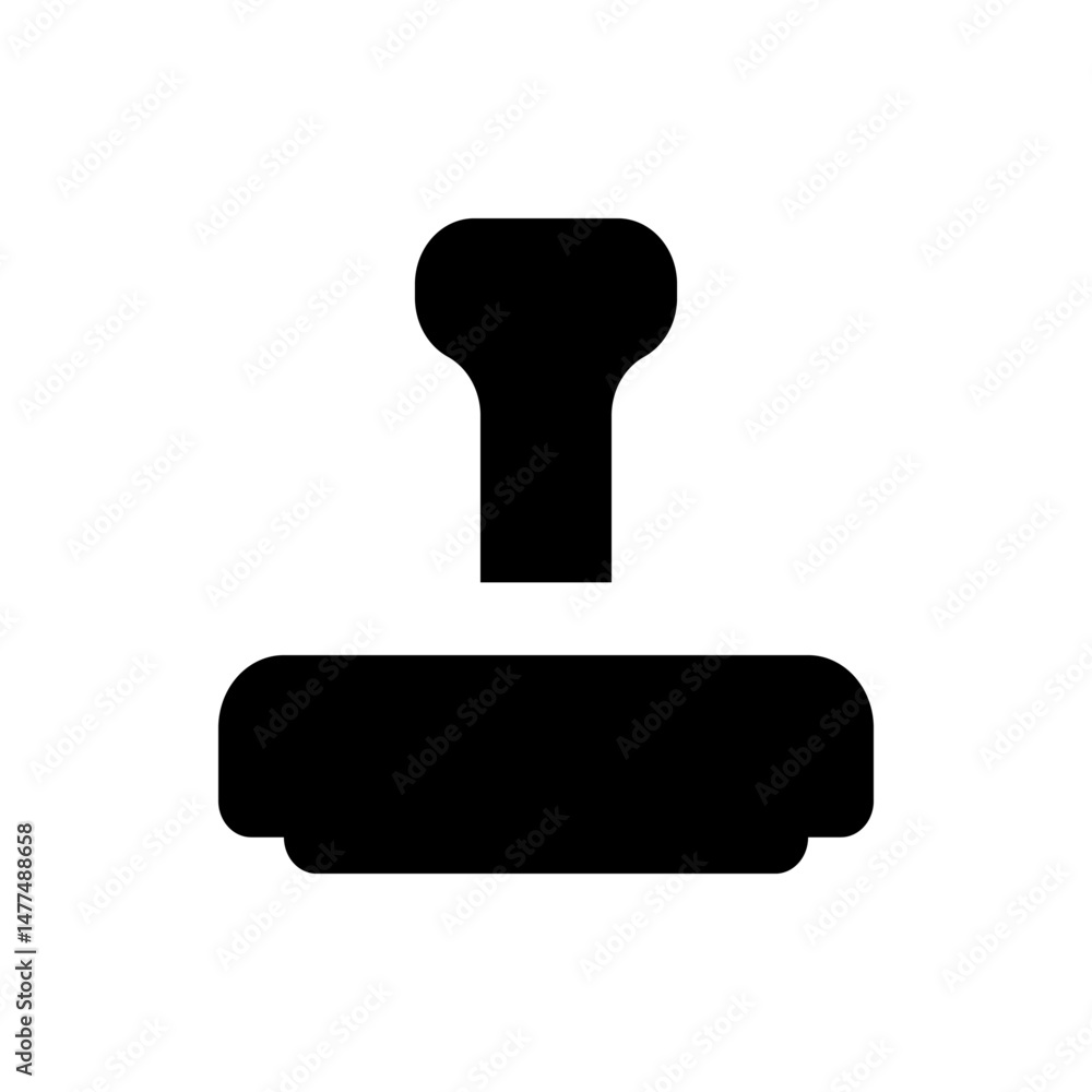 Aufkleber illustration of a black rubber stamp with a rounded handle and base on a white background design ele