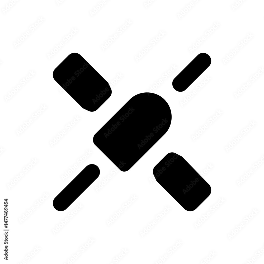Aufkleber black abstract shape with rounded rectangles radiating from a central elongated capsule like form de