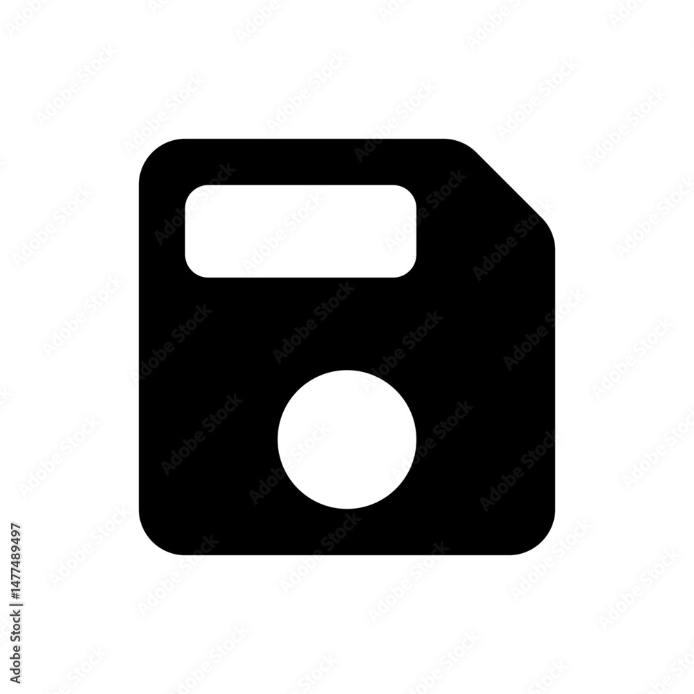 Poster black silhouette of a rectangular shape with rounded corners and a circle inside it in the center ar