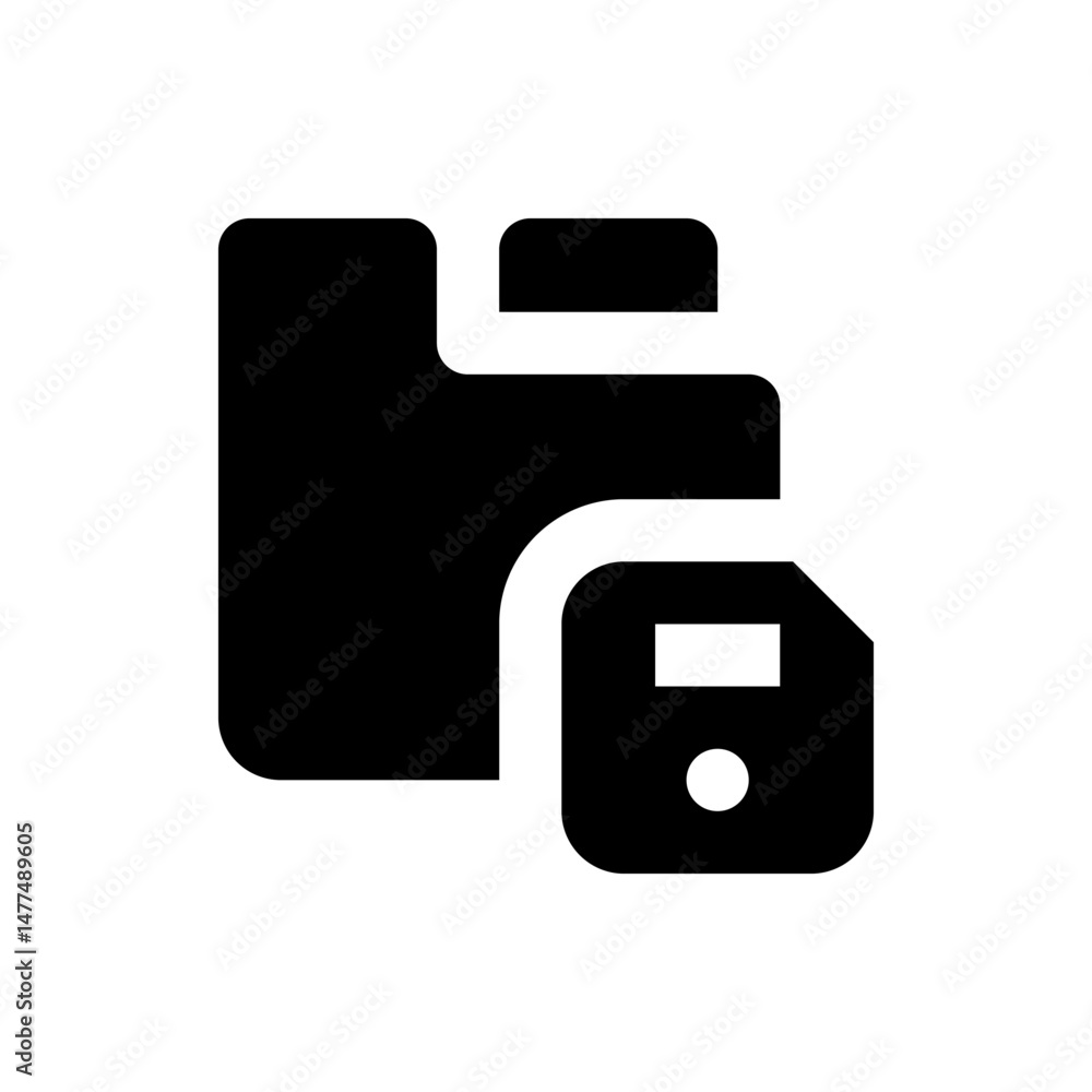 Poster black silhouette of a folder icon with a document icon overlayed in a simple and modern style design